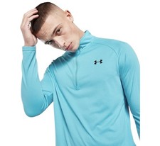 Image of Under Armour Mens Tech 2.0 1/2 Half Zip Top UA Gym Training Running Blue S / M