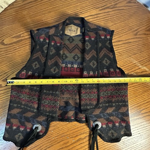 Vintage Woolrich Southwestern Tribal Aztec Open Vest Made In USA Women Size L - Picture 11 of 12
