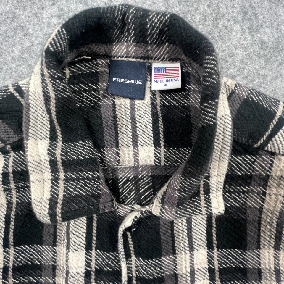 Freshjive LA Chicano Style Shirt XL Black White Plaid Flannel VTG Streetwear USA - Imagem 3 de 4