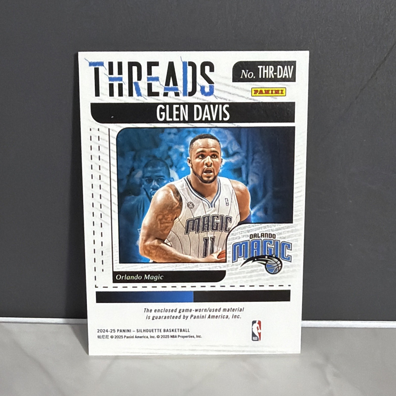 2024 Panini Silhouette Threads FOTL Glen Davis NBA LOGOMAN PATCH 5/5 #THR-DAV view 2