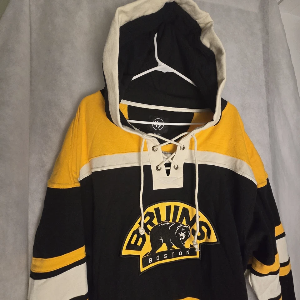 BOSTON BRUINS '47 Hockey Superior Lacer Jersey Sweatshirt Hoodie Men's XL New - Image 2 of 4