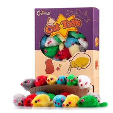Furry Cat Toy Mice 36PCS 4.1Inch Rattle Mouse Kitten Interactive Play Assortment