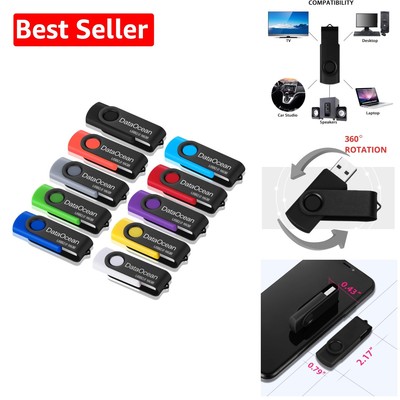 Versatile 10-Pack 16GB USB 2.0 Drives with 360° Rotating Caps & Multi-OS Support