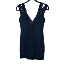 Vintage Nicole Miller Little Black Dress V-Neck Double Cross Strap Mini 4 ILGWU