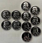 Lot of 11 Proof Silver Ben Franklin Half Dollars, 1961 Thru 1963