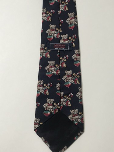 American Traditions Christmas Theme Italian Silk Necktie Teddy Bear/Toy 58” x 4” - Picture 5 of 11