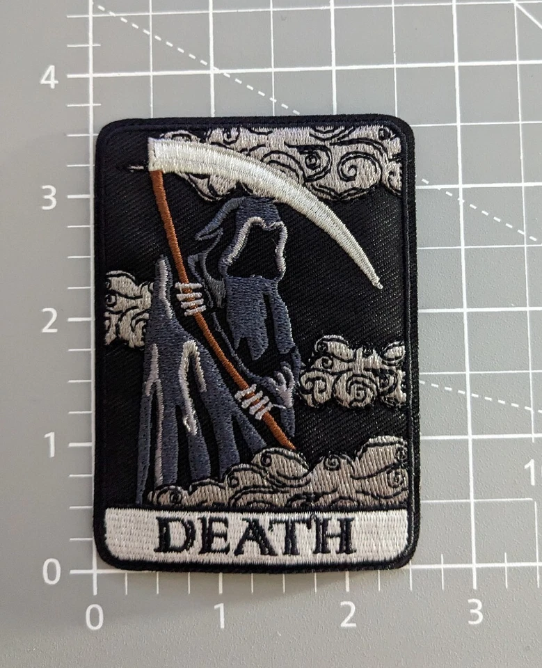 Death Tarot Card Grim Reaper Patch Goth Punk Embroidered Iron On Patch 2.5x3.5" - Image 2 of 4