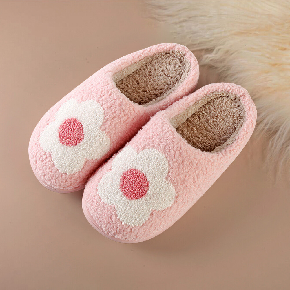 APL Pantofole con fiori in peluche punta chiusa ciabatte slip on scarpe da casa per camera da letto interna