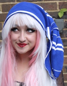 Winter Warm Beanie Blue And White Pirate Hat Emo Skate Punk Indie