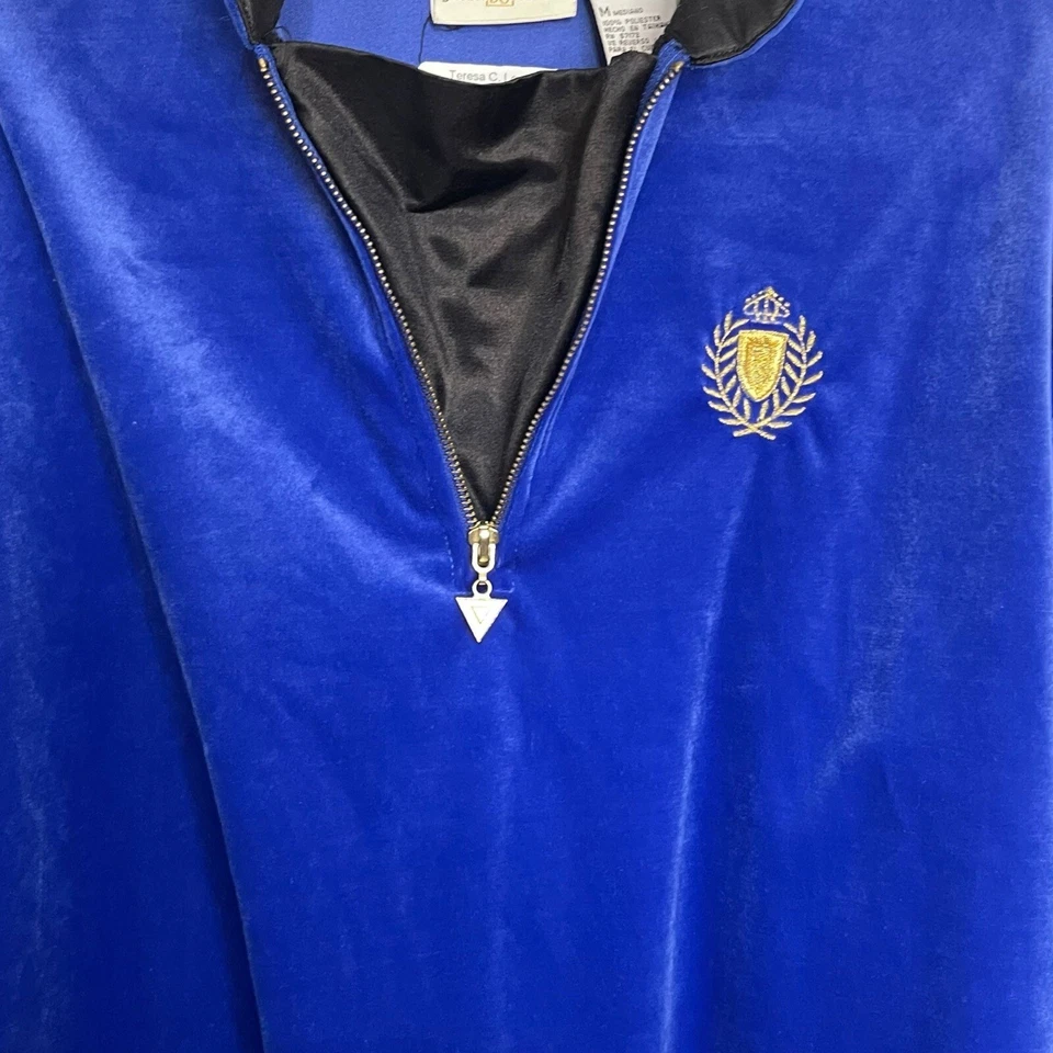 Jaclyn Smith Sweatshirt Women's Medium Royal Blue Vintage Zip Crest Velvety Top - Image 4 of 4