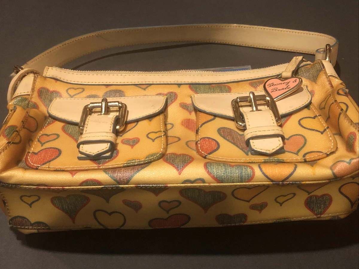 Dooney Bourke Baguette Bag Heart Charm Rainbow Zip Leather Signature Purse