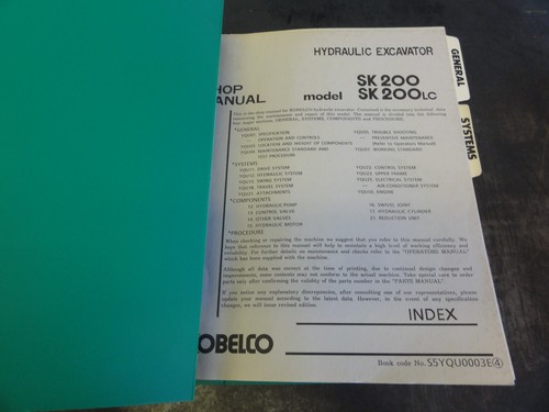 Kobelco SK100 SK120LC Excavator Repair Service Shop Manual S5YPU0003E - Picture 2 of 8
