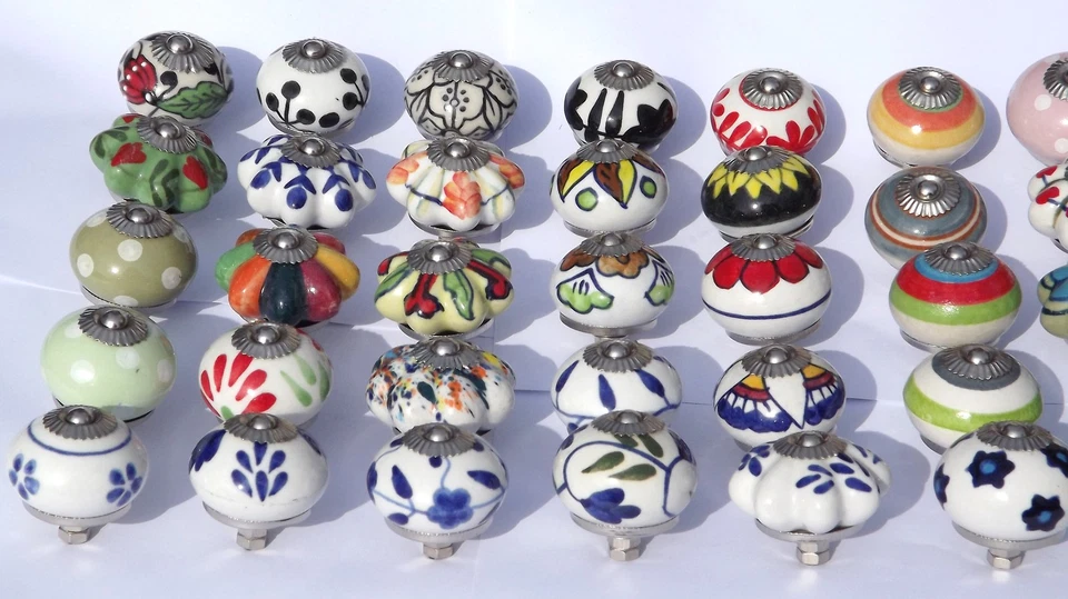 Ceramic Knob Handle Pull door drawer cupboard cabinet wardrobe porcelain chrome - Image 4 of 4