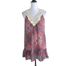 As U Wish Coral and Cream Lace Dress, Size XS