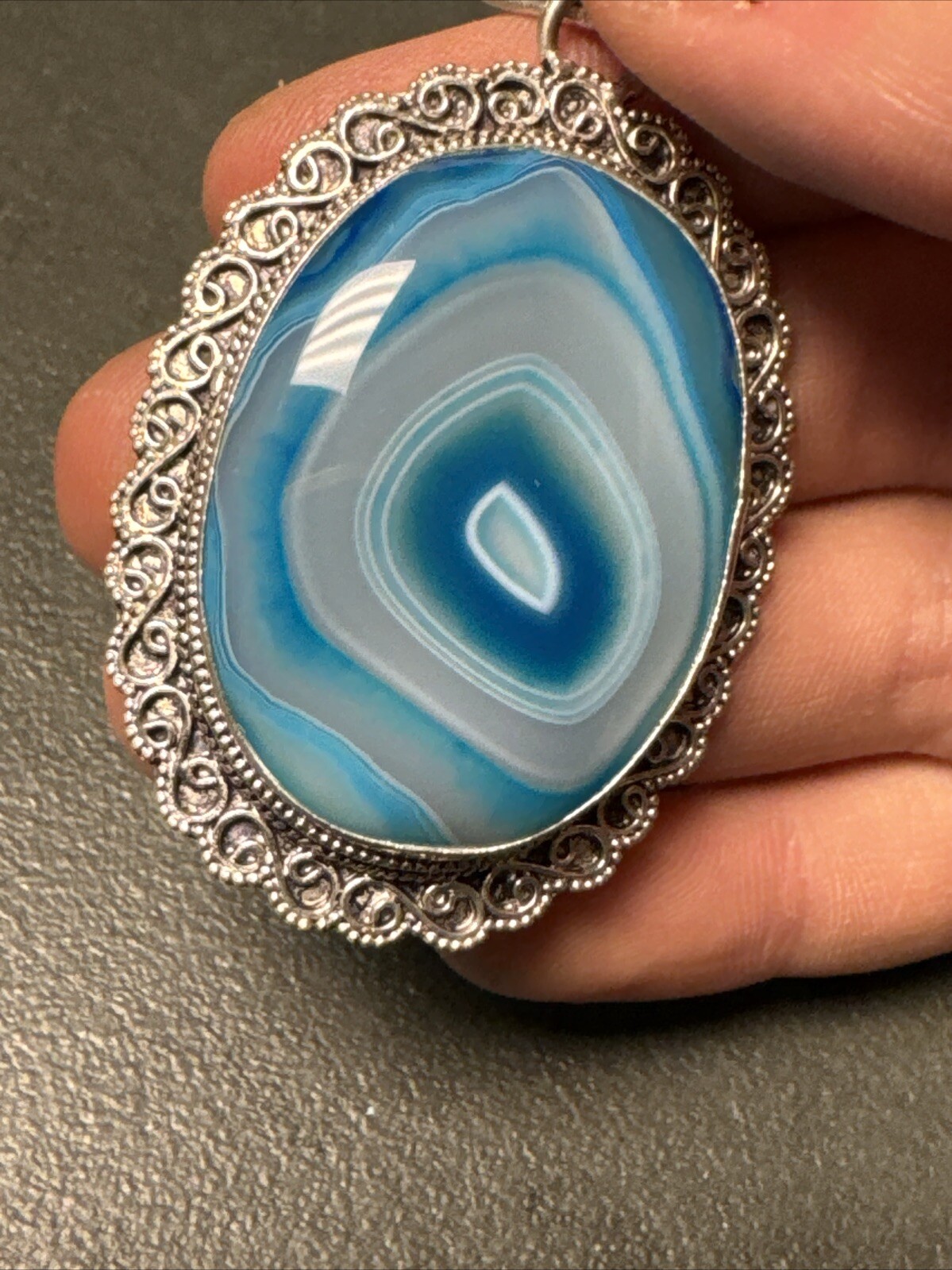 Gorgeous Large Statement 925 Sterling Silver Blue… - image 11