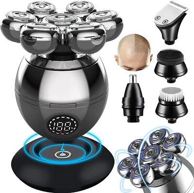 7D 5 in 1 Shavers Bald Head Razor for Men Cordless Wet Dry Electric Hair Remover