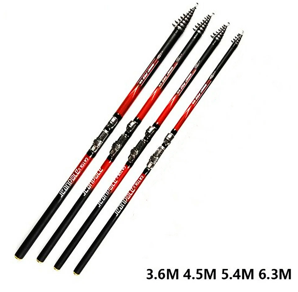 Cañas de pescar en roca 3,6 m-6,3 m cañas de pescar telescópicas caña giratoria pesca de carbono Foto 2 de 4