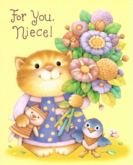 Happy Birthday Niece Kitty Cat Kitten Bouquet Bright & Beautiful