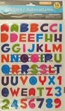 Neon Alphabet Number Stickers 1 to 1.25 H, 56 Ct/Pk