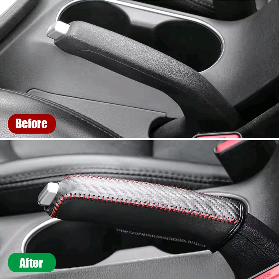 Acessórios de carro engrenagem automática tampa de freio de mão alavanca de câmbio capa de couro ecológico universal - Imagem 3 de 4