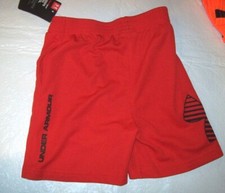 Under Armour UA sz 2T elastic waist shorts little boys kids solid red black logo