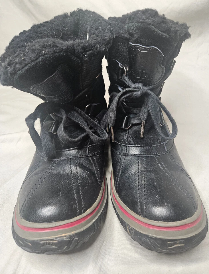 Botas de neve femininas Pajar 9 9,5 EUR 40 impermeáveis couro preto lã isolada - Imagem 2 de 4