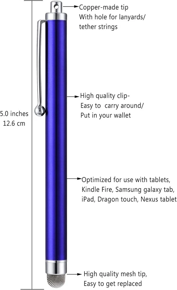 超灵敏触摸屏手写笔,4 件,5 英寸带额外提示 - 礼品就绪 — 第 4/4 张图片
