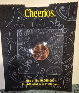 Cheerios 2000 Lincoln Penny Cent Coin Uncirculated COA Millennium Promotion