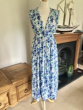Zara Blue Floral Print Midi Dress Size S UK10 New 
