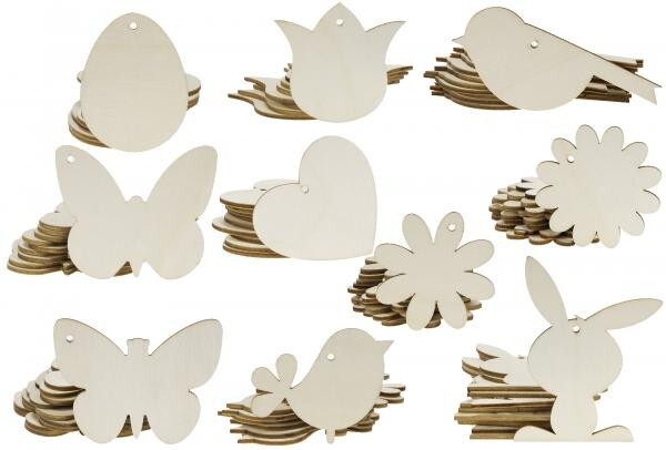 HolzanhäNger FrüHling 100Er Set Basteln Deko Blumen Ostern Holz Geschenk-image