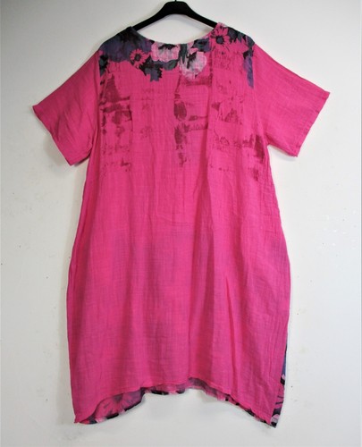 Vestido de verano LagenLook para mujer dama 50% lino bolsillos talla única: plus: 16-20 - Imagen 42 de 44