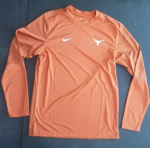 Nike Texas Longhorn On Field Dry Fit Long Sleeve UPF 40+ Orange Sz S CN9227 803