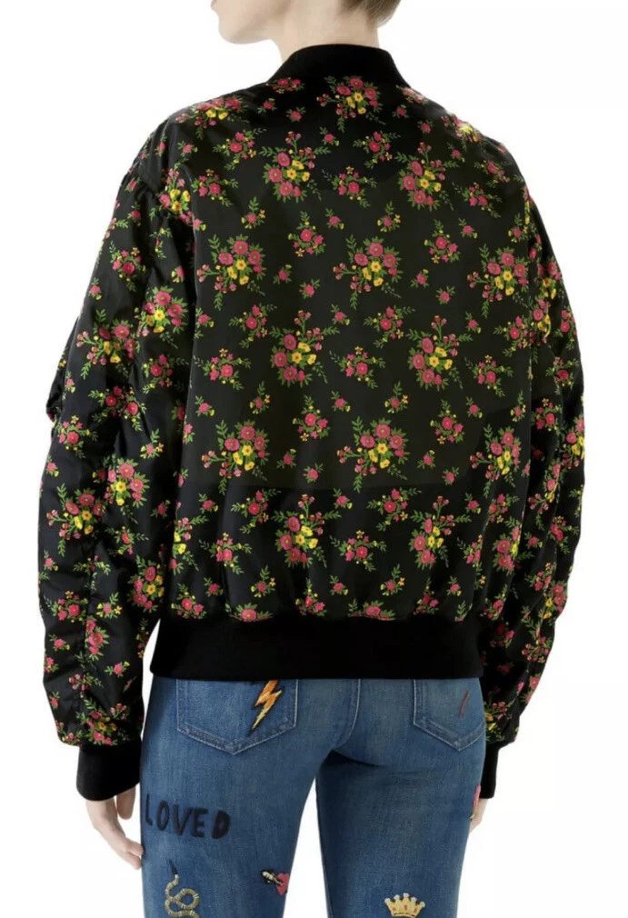 Giacca Bomber Imbottita Autore Gucci Fucsia Bouquet Floreale IT44 US 6 8 10 $2800