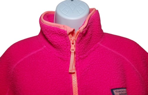 Vineyard Vines Sherpa Half-Zip Pullover Sweater Fiesta Fuscha X-Small New w/ Tag - Picture 4 of 11