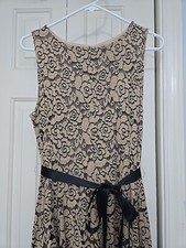 Black/Gold Lace Sleeveless Dress With Gold Lining Small TAGS ARE MISSING