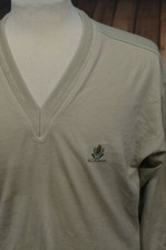 Paul  Shark Yachting Sz M Virgin Wool V-Neck Sweater Beige Embroidered Logo IT
