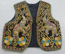 Vintage Hand Embroidered Kalaga Beaded Elephant Vest Boho 45x43cm