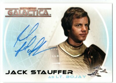 THE COMPLETE BATTLESTAR GALACTICA A3 JACK STAUFFER AS LT. BOJAY AUTOGRAPH