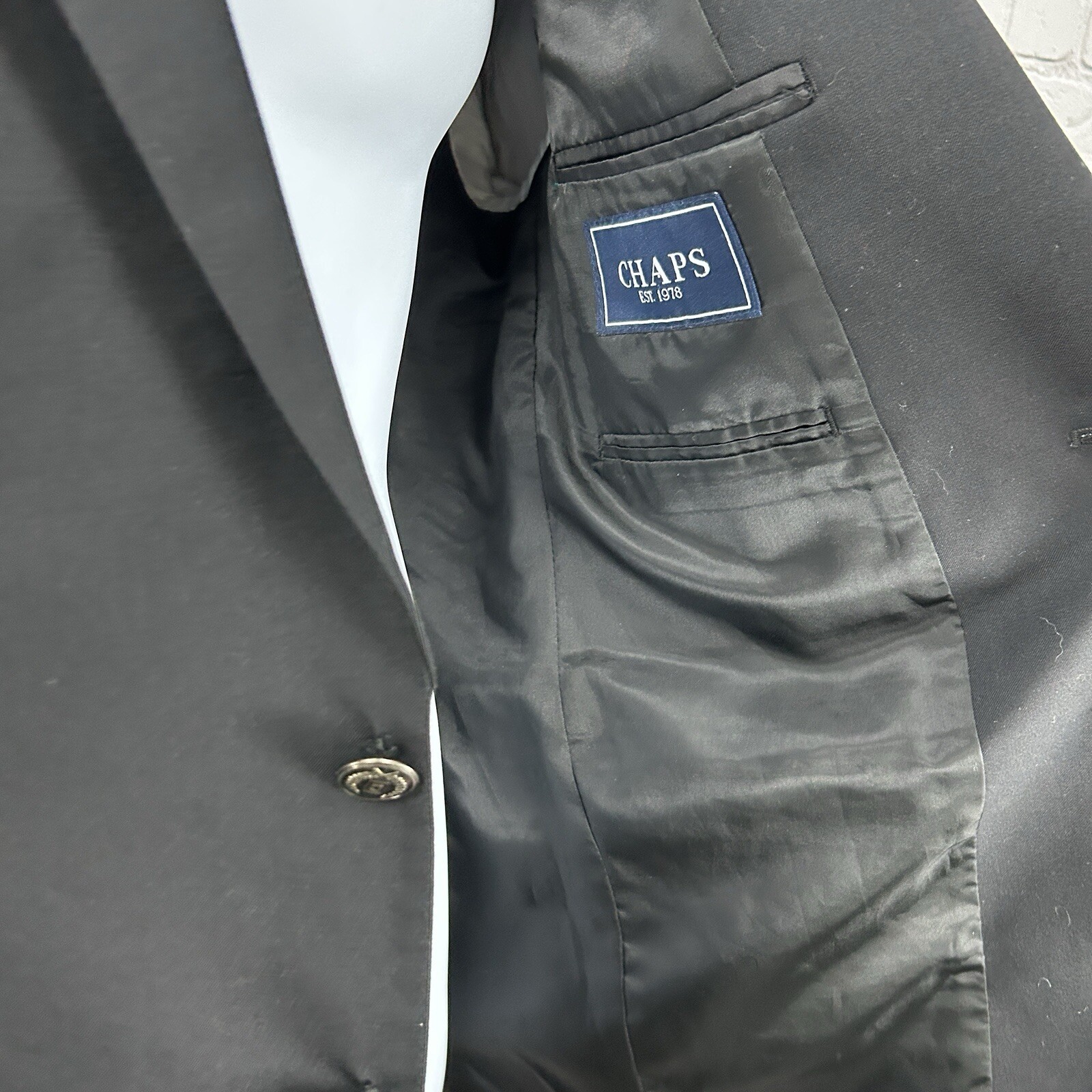 Chaps Solid Black 2 Button Single Vented Collared… - image 5