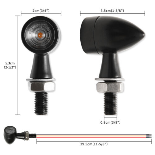 Motorcycle LED Bullet Mini Turn Signals Brake Blinker Light Indicator Amber+Red - Picture 3 of 12