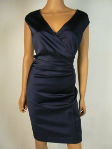 blue satin ruched dress