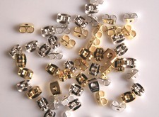 100 Pack Earring Back Butterfly Ear Nut Gold or Silver PLATED 5mmx3.5mm