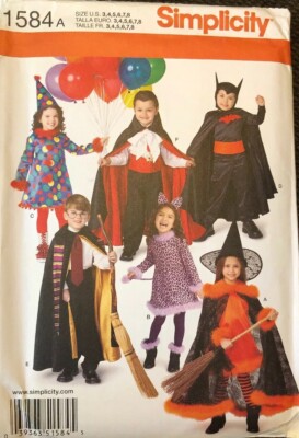 SIMPLICITY PATTERN COSTUME BATMAN CAT WOMAN WITCH DRACULA CHILD SIZE 3-8 #1584