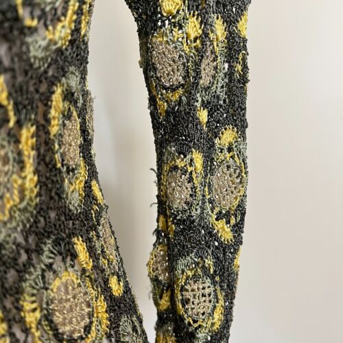 Vintage Crochet Lace Green and Yellow Cardigan Fairycore - Picture 12 of 12