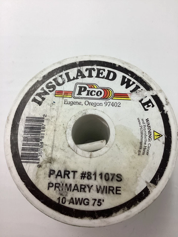 Pico 10 AWG White Primary Insulated Wire 75 81107S Conductor Copper Stranded - Image 2 of 4
