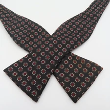 Robert Talbott Bow Tie Black Red Polka Dot 2" Wide Self Tie Silk USA