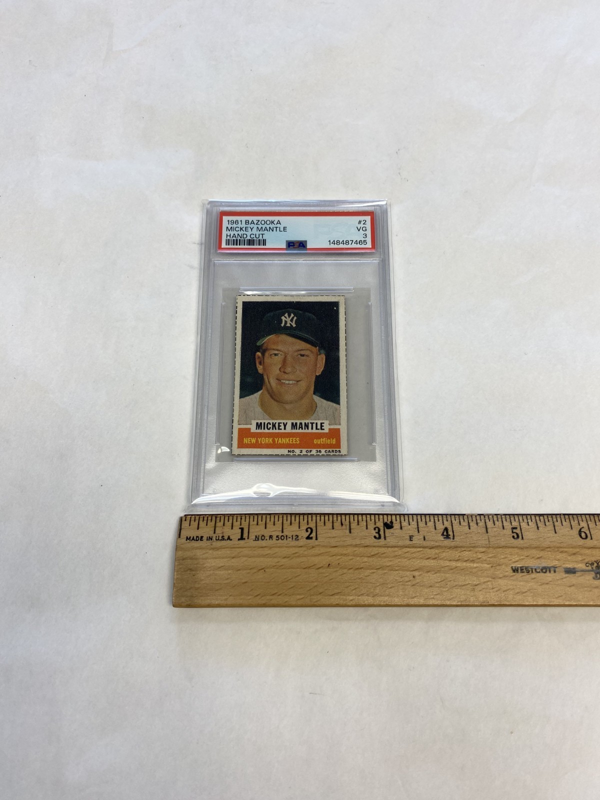 Vintage Sports Baseball Card - 1961 Bazooka Mickey Mantle PSA 3 view 13