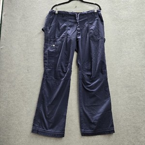 Koi Women Scrub Pants M Navy Cargo Button 30" Inseam Logo Outdoor