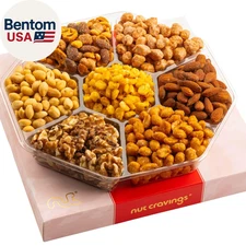 - Thanksgiving Mixed Nuts Gift Basket in Red Gold Classic Box (7 Assortments, 1 