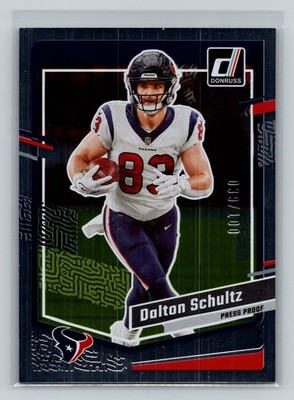 2023 Donruss Football #115 Dalton Schultz Press Proof Silver SN/ 100 Texans